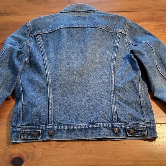 Vintage 80's Levi's Denim Trucker Jacket Red Tab Size 40R Made in USA 70506-0216 - Picture 8 of 16